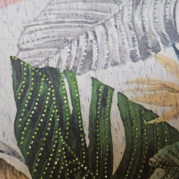 Sag Harbor Tropical Leaf Print Short Sleeve Tee - Picture 6 of 6